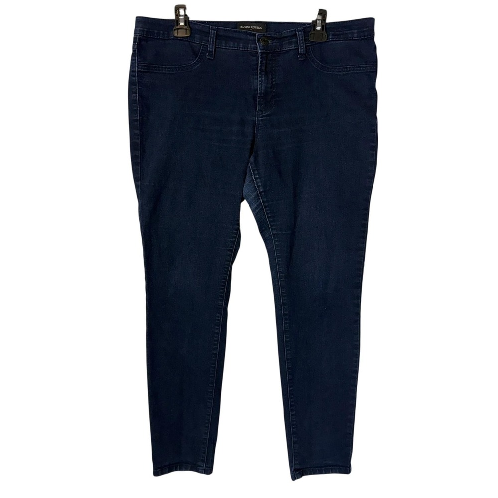 Banana Republic Jeans Womens 14 Blue Skinny Mid Rise Stretch Dark Wash Denim
